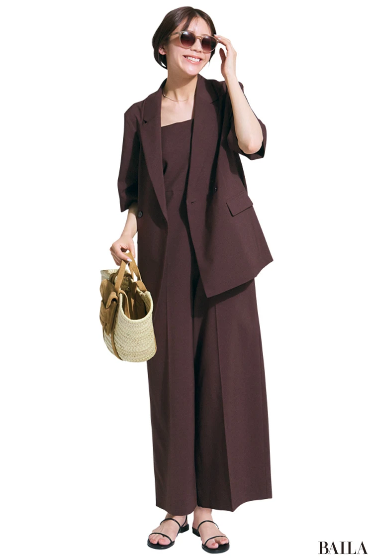 キャミワンピとの涼しげセットアップで即サマ見え!