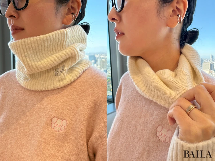 ヒートテックスフレヤーンニットネックウォーマー(¥1500)/KAWS WINTER(ユニクロ)