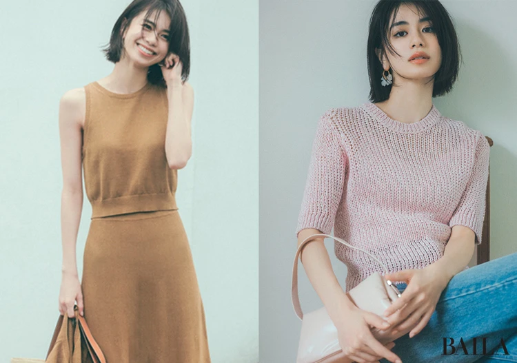 【今、Tシャツ代わりにサマーニットがいい】酷暑の休日は涼素材ニット&カラーニットで心地よくスタイリッシュに♪