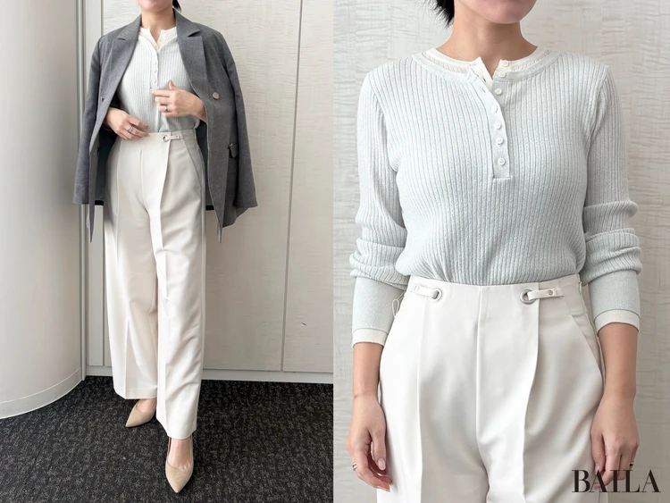 ワントーンに寄せてオフィスにもぴったりなジャケットコーデ