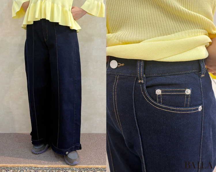 リブフリルカーディガン(7分袖)￥2990・バルーンパンツ￥3990／GU×rokh（GU）