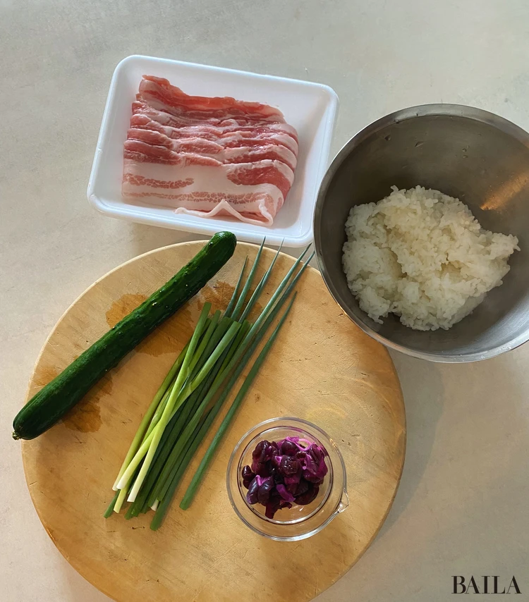 長谷川あかり 材料 カリカリ豚バラ肉の混ぜごはん