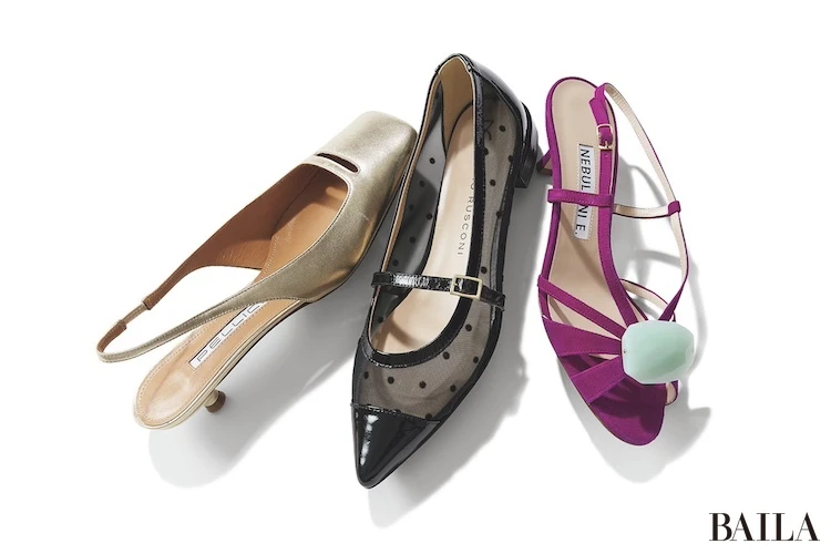 レディな靴でデニムに品と華やぎを！