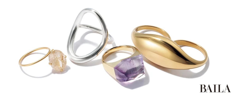 カラーミックス ストーンレイヤード リング