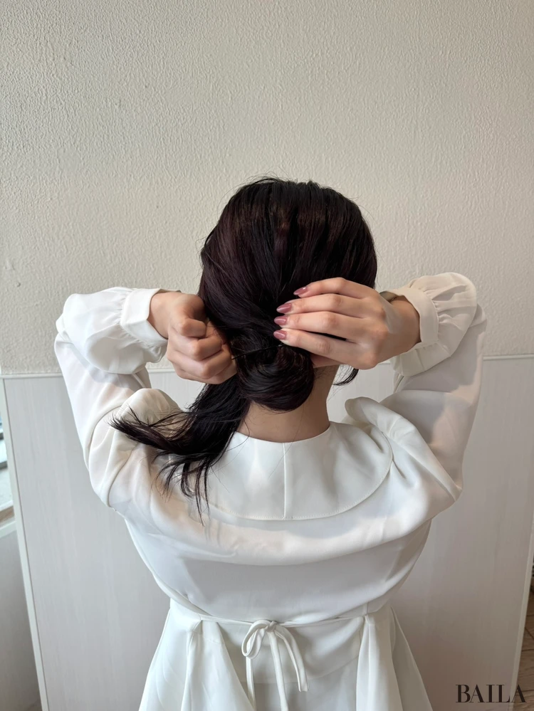 30代髪型・ミディアムのヘアアレンジプロセス