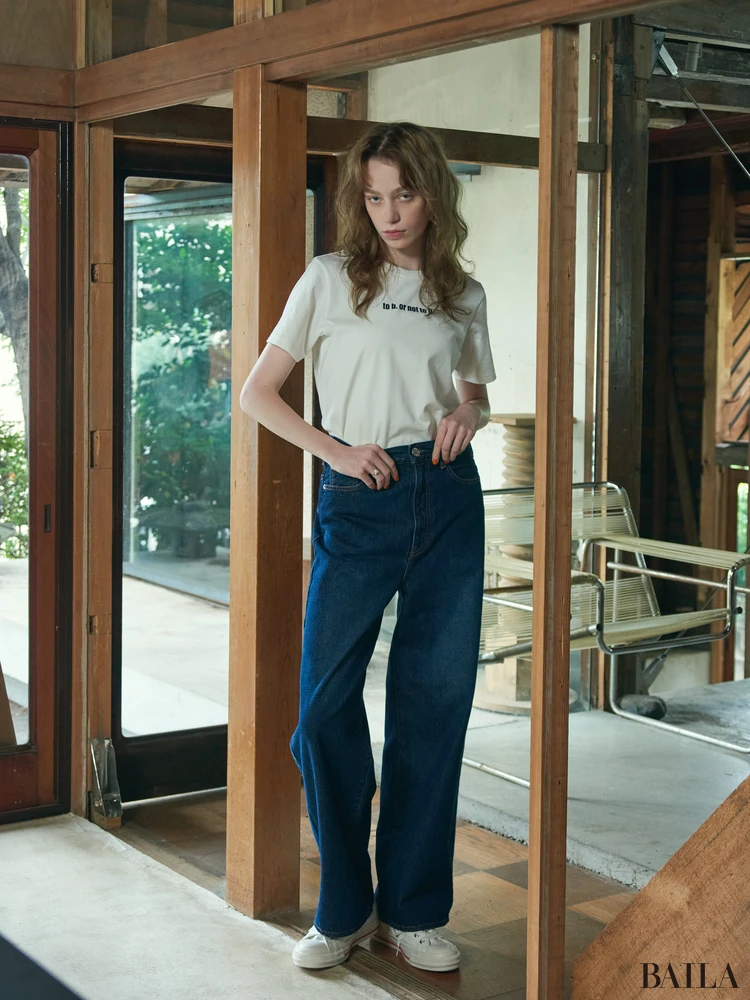 トゥービー バイ アニエスベー×ニードバイヘリテージ　ワイドストレートパンツ