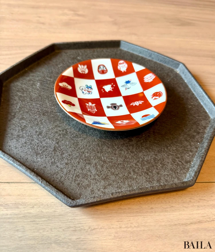 AKOMEYA TOKYOの豆皿、吉祥紋格子柄