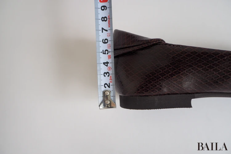 ワシントン靴店　きれい見えフラットシューズ　WASH　￥13200　ダークブラウン（スネーク）　Mサイズ　162cm　高さ：（ヒール）約1cm、（間口まで）約7cm