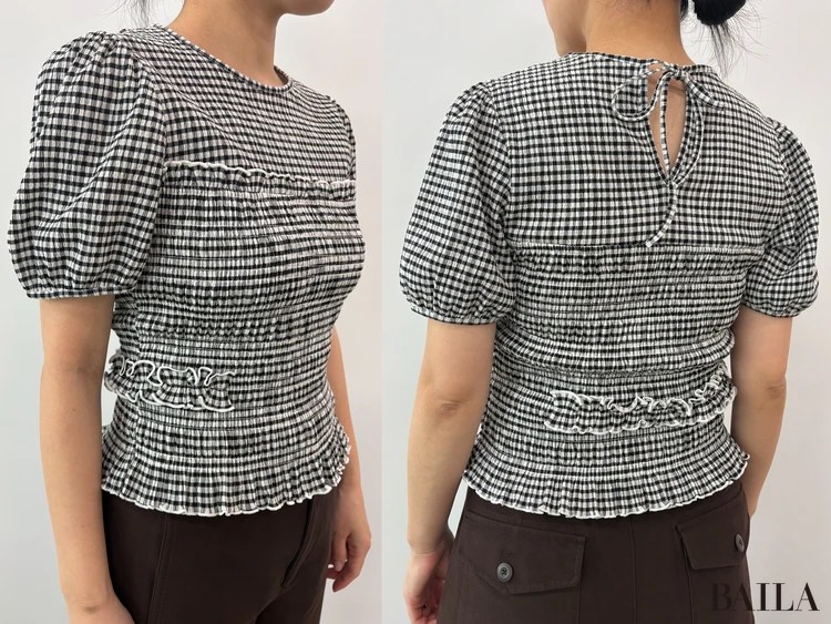 立体フリルで即スタイルアップ「シャーリングボリュームスリーブT」￥2990