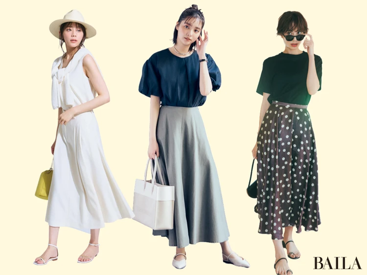BAILA ミモレ丈スカートコーデ