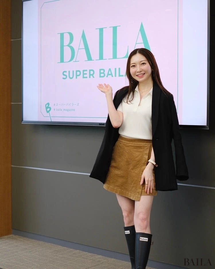 ユニクロ ポロセーター ジャケットコーデ バイラ BAILA 読者モデル