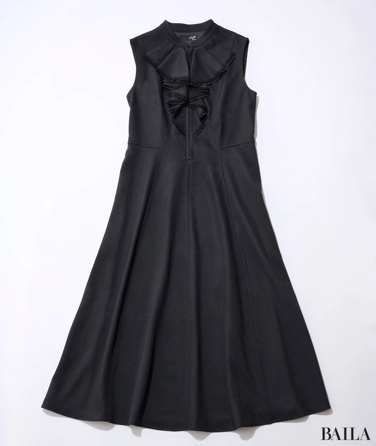 ef-dé Black（エフデ ブラック）　デニムプリント ラッフルOP　￥39600