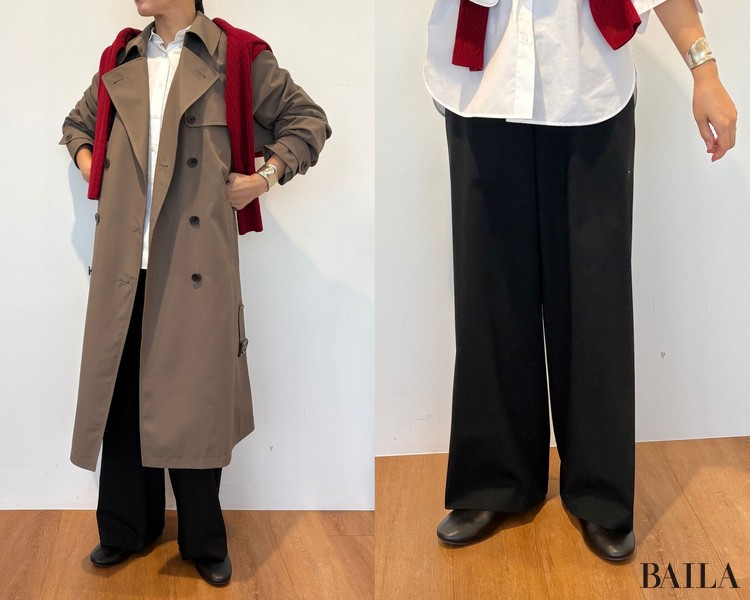 トレンチコート&シャツでキレイめ通勤コーデ