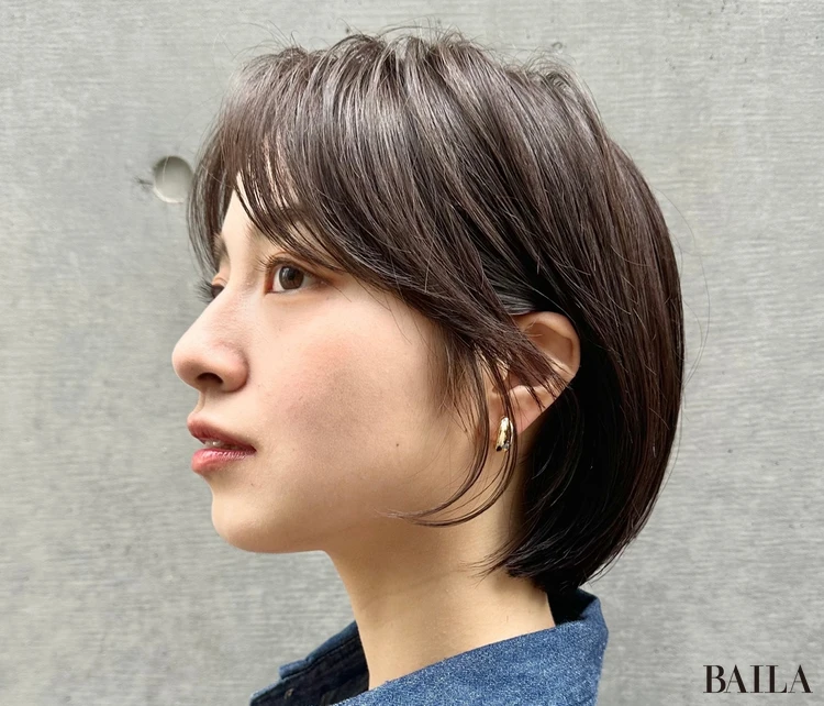 大人カジュアルなショートボブヘア　サイド