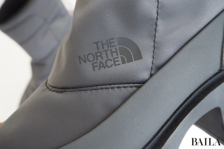 THE NORTH FACE「カルミア ヌプシ ブーツ ウォータープルーフ」¥26400 アスファルトグレー×TNFブラック サイズ6 24.0cm 162cm 素材感 アッパー