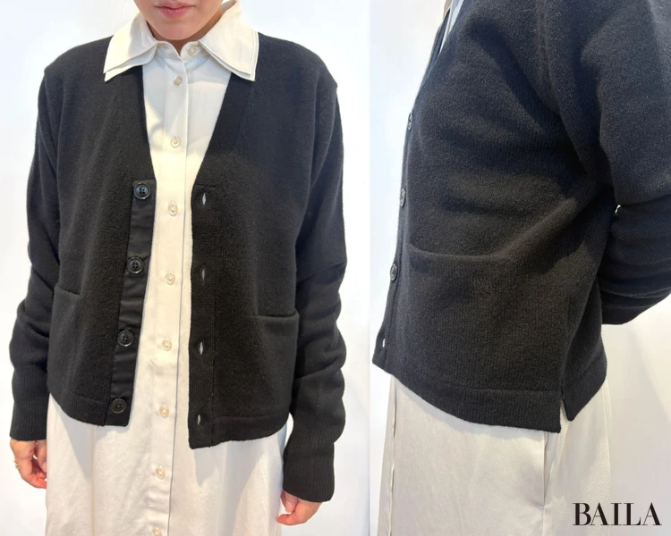 シャツワンピース￥4990・ラムVネックショートカーディガン￥4990／UNIQLO and JW ANDERSON（ユニクロ）
