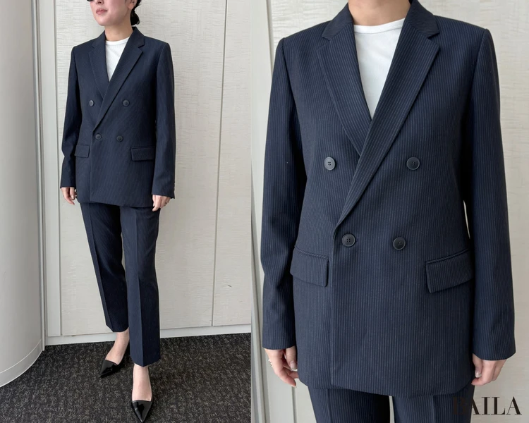 セットアップ可能なパンツと合わせて、デキる女コーデ