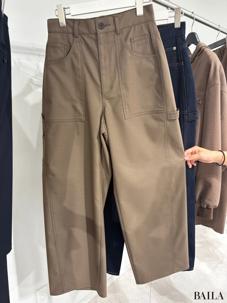 身長162cm GU rokh 2025 aw Mサイズ 「バレルレッグペインターパンツ by rokh」(ブラウン)