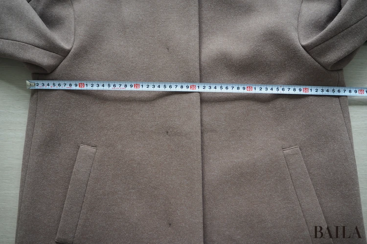 身幅：約57cm　青山商事　スーツスクエア　CHANTOWA ウールライクノーカラーコート　￥21890　ブラウン　サイズ38　162cm