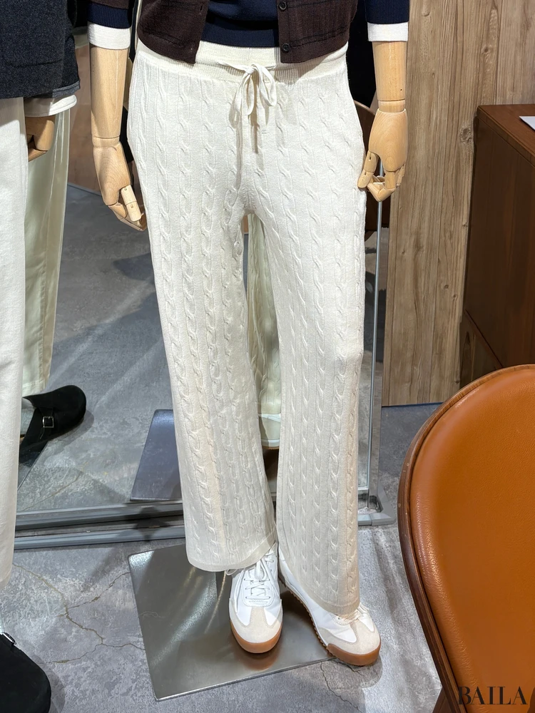 「ウォッシャブルニットケーブルパンツ」