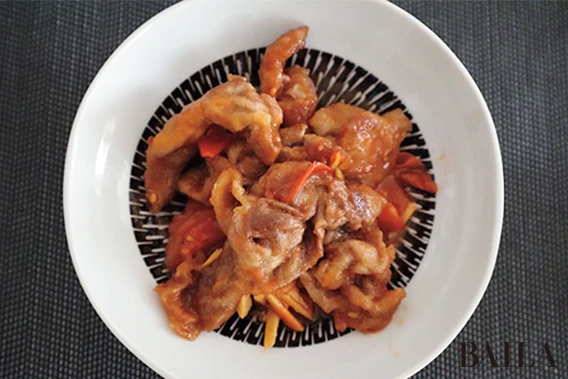 豚とトマトのピリ辛炒め