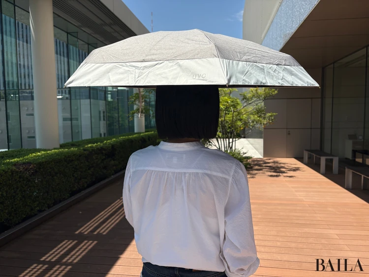 UVOウーボ日傘　5段折りたたみ傘　切り継ぎ　傘を広げた幅