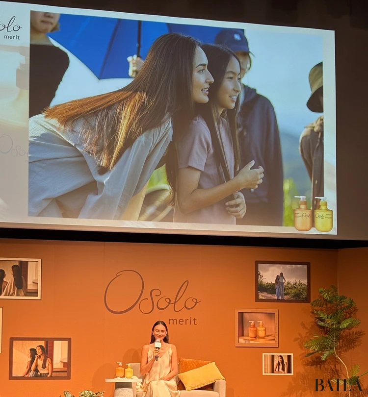 花王「Osolo（オソロ）」発表会　アンバサダーの長谷川潤　登壇写真　トークセッション　CMオフショット　撮影秘話