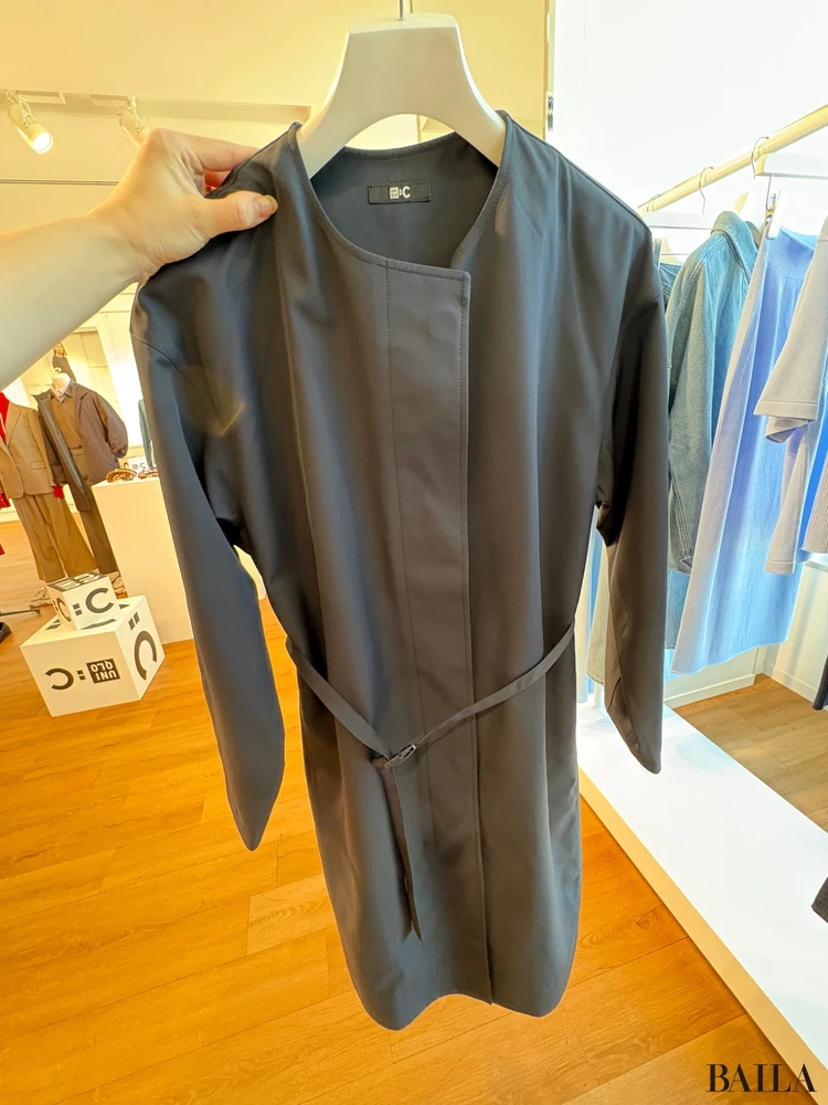 ノーカラーロングコートリラックスフィット