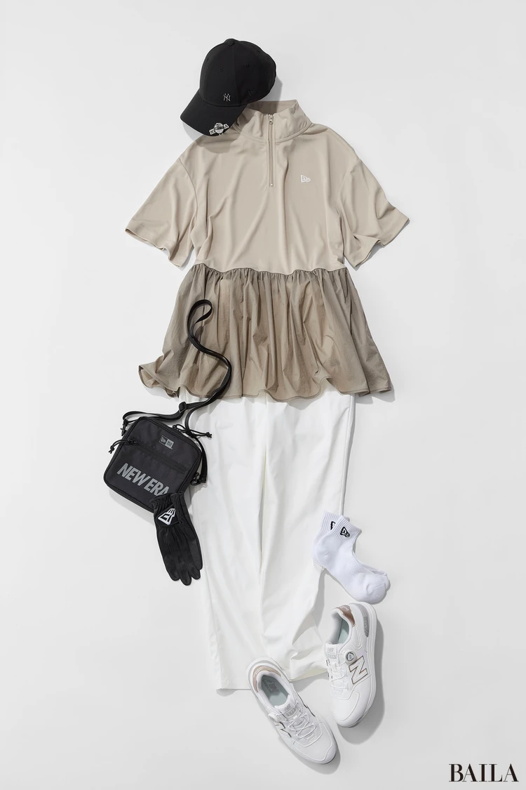 ニューエラゴルフ　ベージュのゴルフウエア