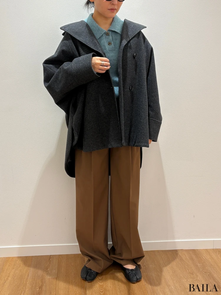 GU「パフニットポロシャツ」「コージーメルトンケープコート」「タックワイドパンツ」