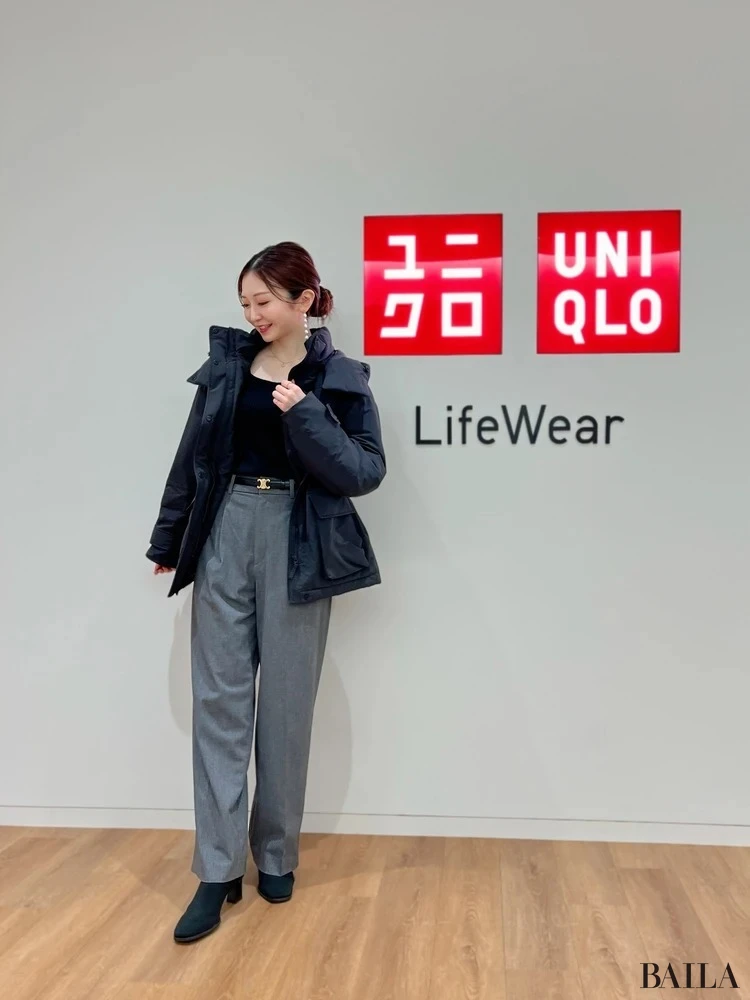 ユニクロのプレスルームでアウターハンティング（斎藤珠衣さん）