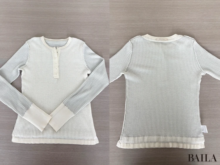 前見頃と後ろ身頃のレイヤードの状態