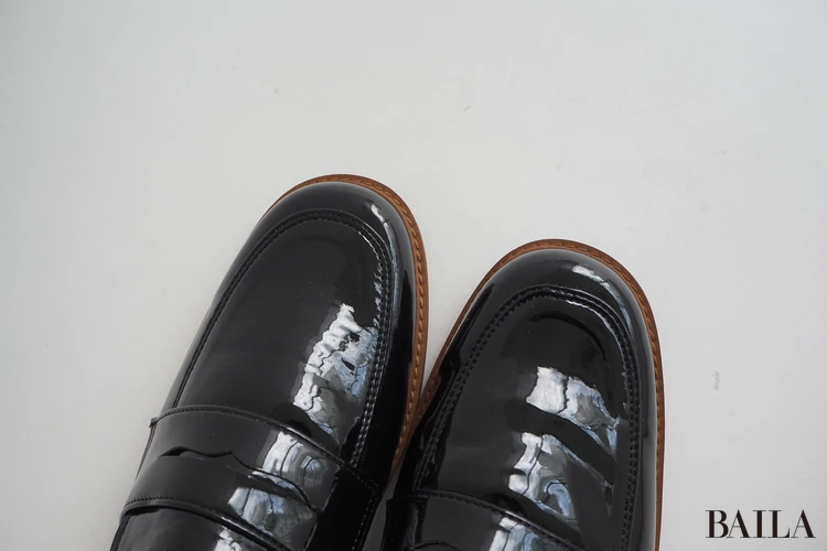 ワシントン靴店 晴雨兼用 コインローファー W ¥15400 ブラックエナメル 24.0cm 162cm トゥ 縁