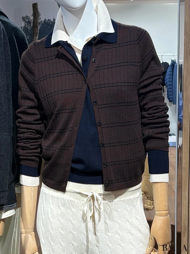 「メリノリブクルーネックショートカーディガン」