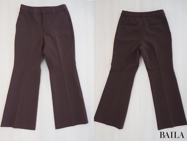 スマートフレアパンツの「細部」に注目!