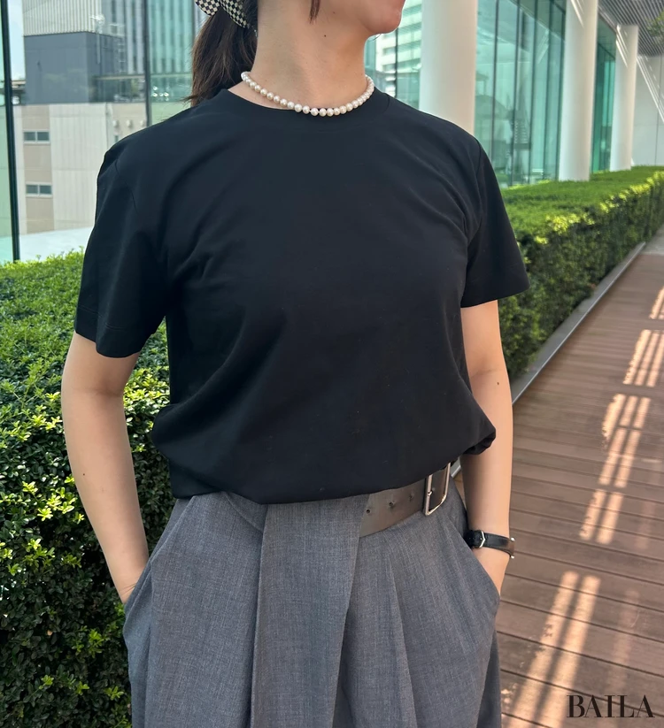 アルページュストーリーの着るスキンケアのTシャツ着用