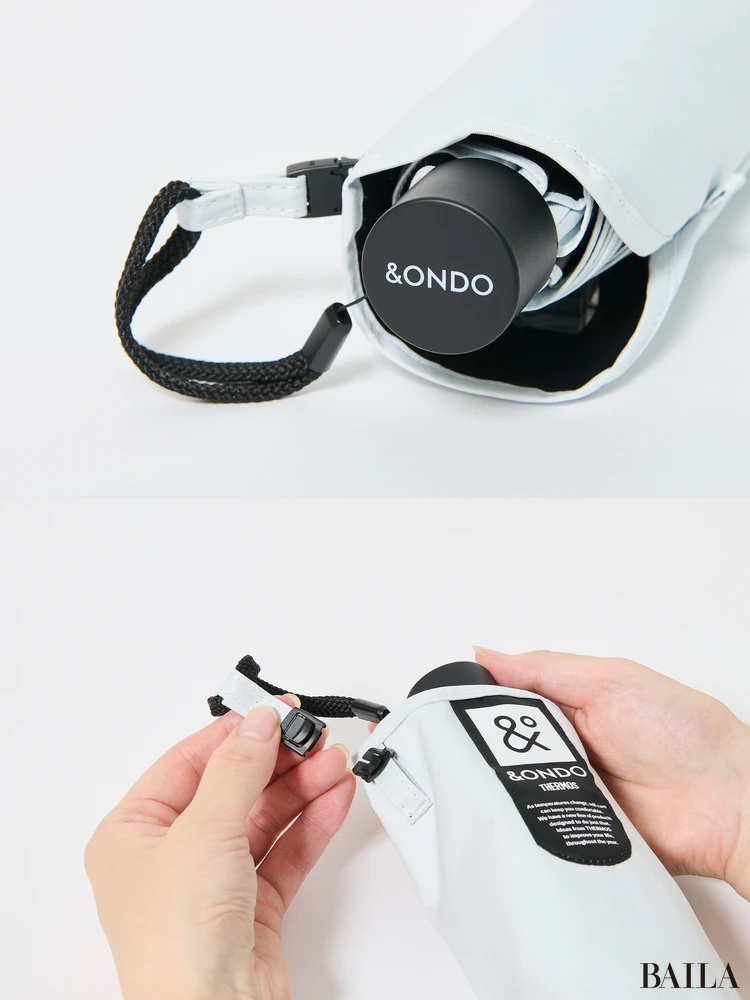 サーモスの日傘　収納袋のフープが着脱式