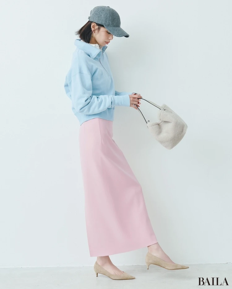 ペールトーン合わせで、半歩先をいくカラーコーデがかなう