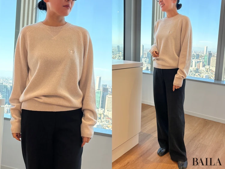 ラムクルーネックセーター:コスパよし&機能性も高め