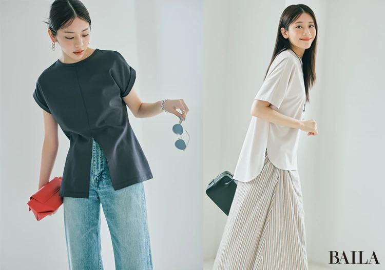 普段使いに TOTEME クラシックＴシャツ スタイリング自由 TS240CT086 クラシック天竺 バイカラーTシャツ【size1