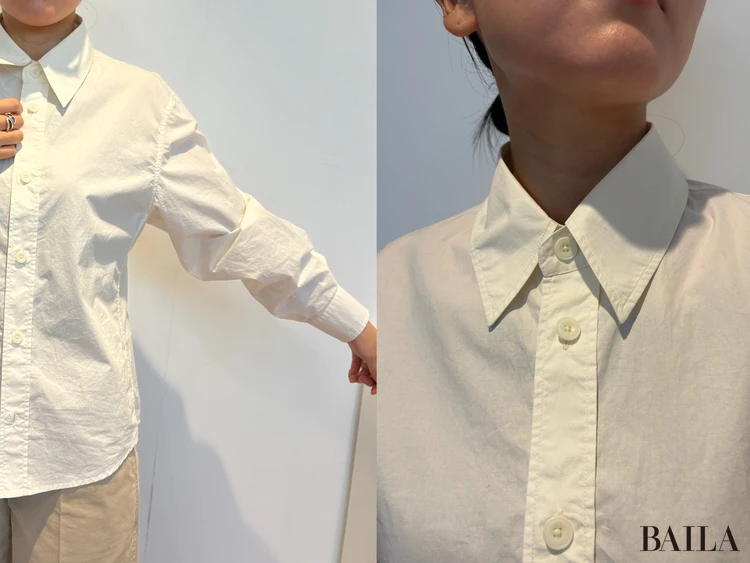 「コットンシャツ」オフホワイト Mサイズ 162cm 正面 ユニクロユー