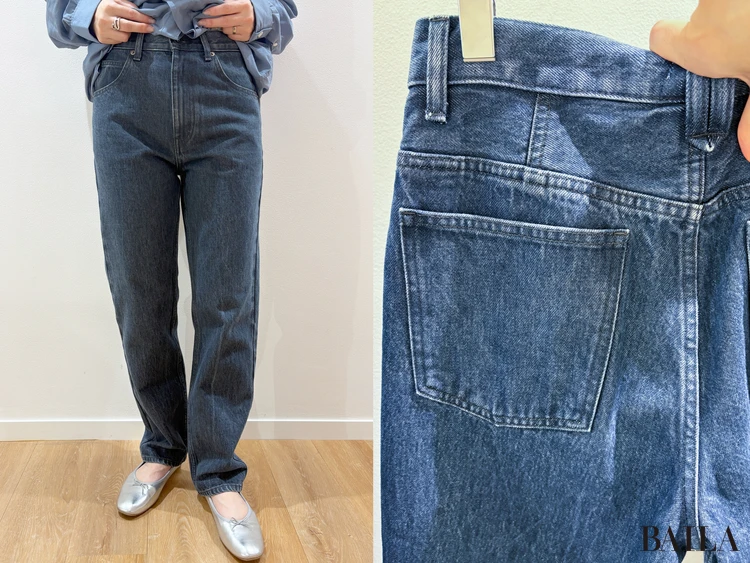 スタンドカラーシャツ￥3990・ハイライズレギュラージーンズ￥4990／Uniqlo U（ユニクロ）