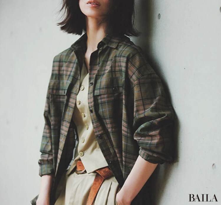 9月のチェックシャツコーデ