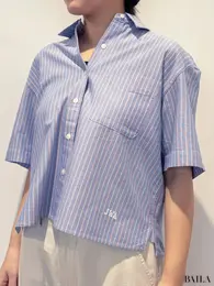 オックスフォードシャツ/ストライプ/半袖￥2990