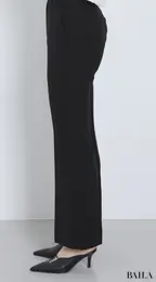 スリムフィットセミフレアパンツ　サイド