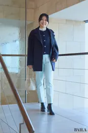 プラステ　新作　PLUS STYLEスティックパンツ（コットンブレンド）　晩冬　通勤　コーデ　