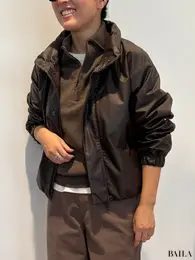 「コーティングショートブルゾン」ダークブラウン　Mサイズ　162cm 正面