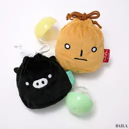 San-X（サンエックス）オールスターズ ふわふわフェイス巾着のこげぱんとモノクロブー