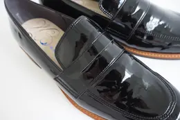 ワシントン靴店　晴雨兼用 コインローファー　W　￥15400　ブラックエナメル　24.0cm　162cm　デザイン