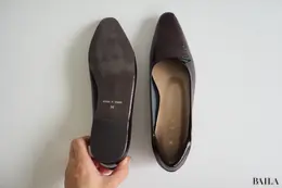 ワシントン靴店　きれい見えフラットシューズ　WASH　￥13200　ダークブラウン（スネーク）　Mサイズ　162cm